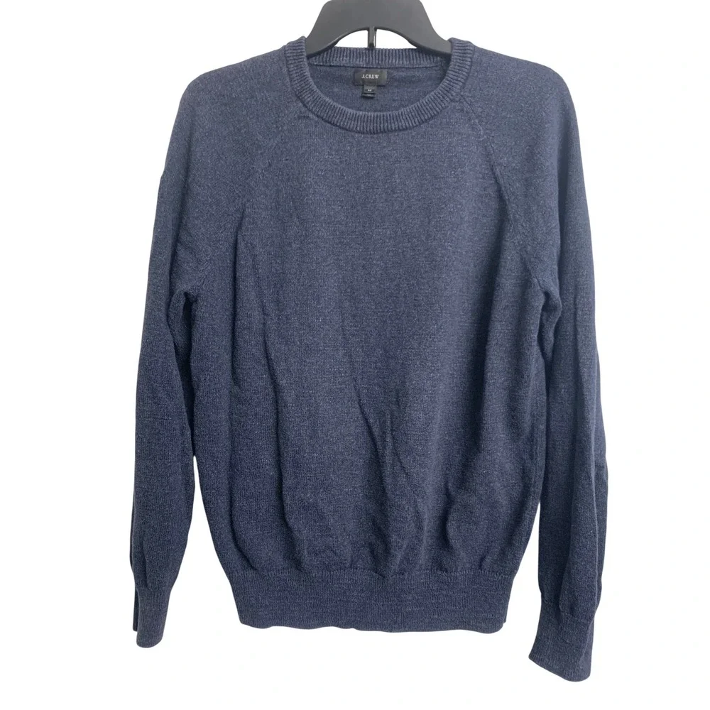 J.Crew 100% Cotton Crewneck Raglan Sweater Navy Blue Size M